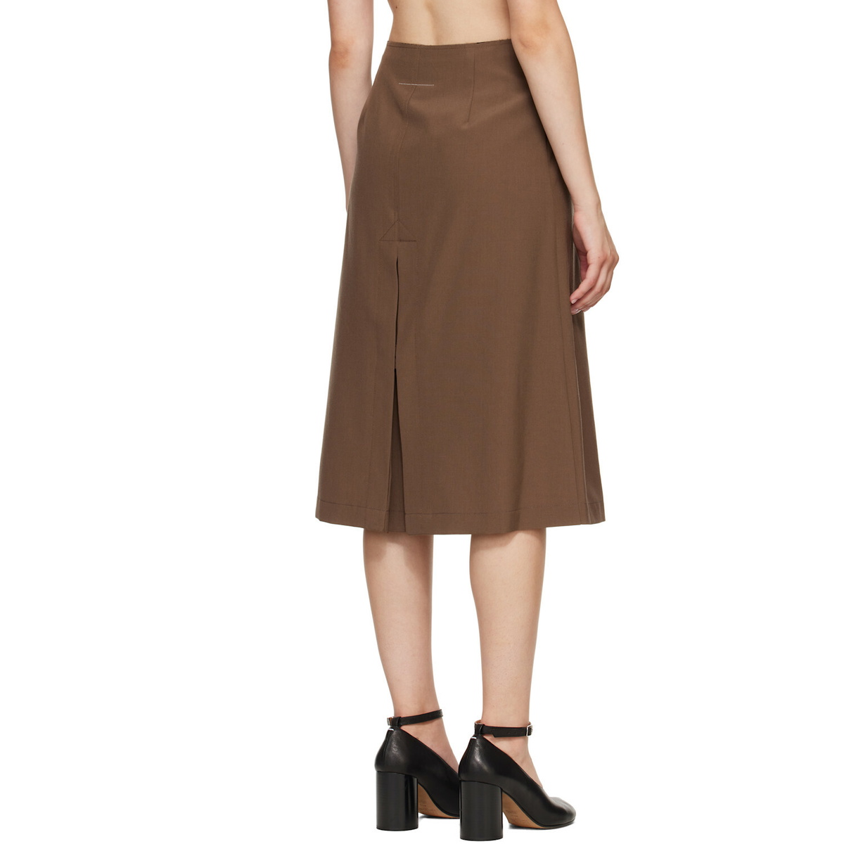 MM6 Maison Margiela Brown Double Breasted Midi Skirt