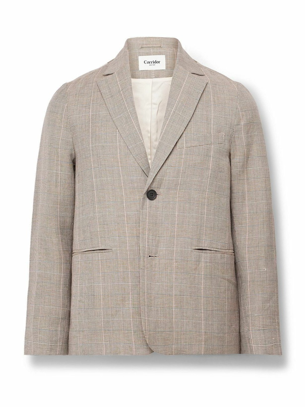 Photo: Corridor - Checked Linen and Wool-Blend Blazer - Neutrals