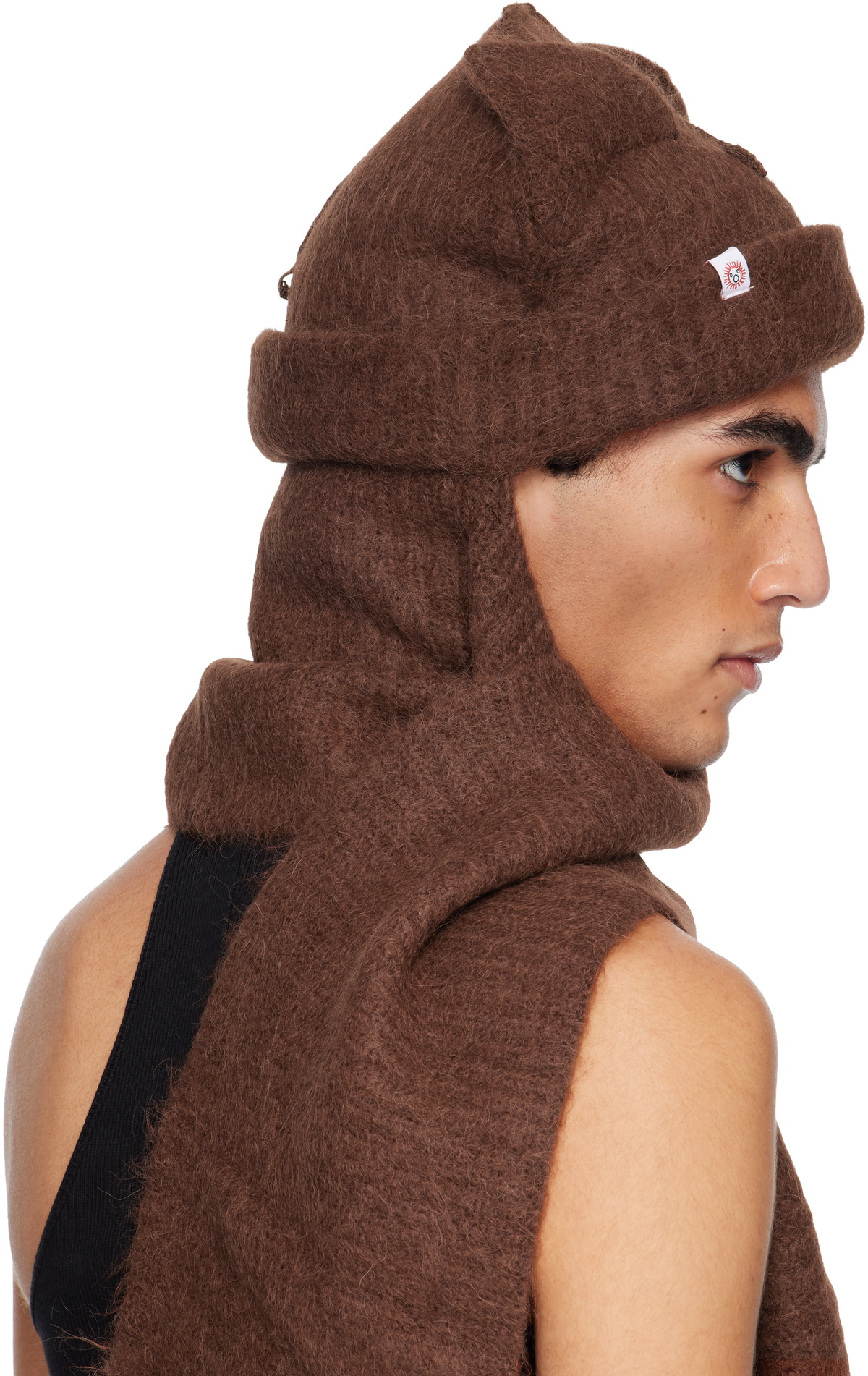 Charles Jeffrey LOVERBOY Brown Alpaca Chunky Ears Scarf Beanie