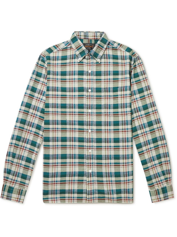 Photo: Beams Plus - Button-Down Collar Checked Cotton Shirt - Green