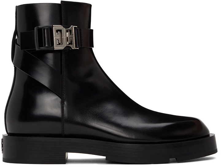 Photo: Givenchy Black Squared Buckle Ankle Boots