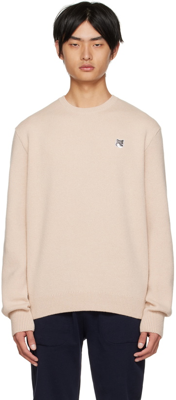 Photo: Maison Kitsuné Beige Fox Head Sweater