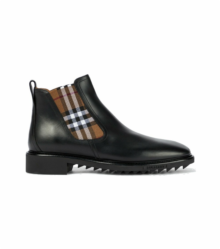 Photo: Burberry - Checked leather Chelsea boots
