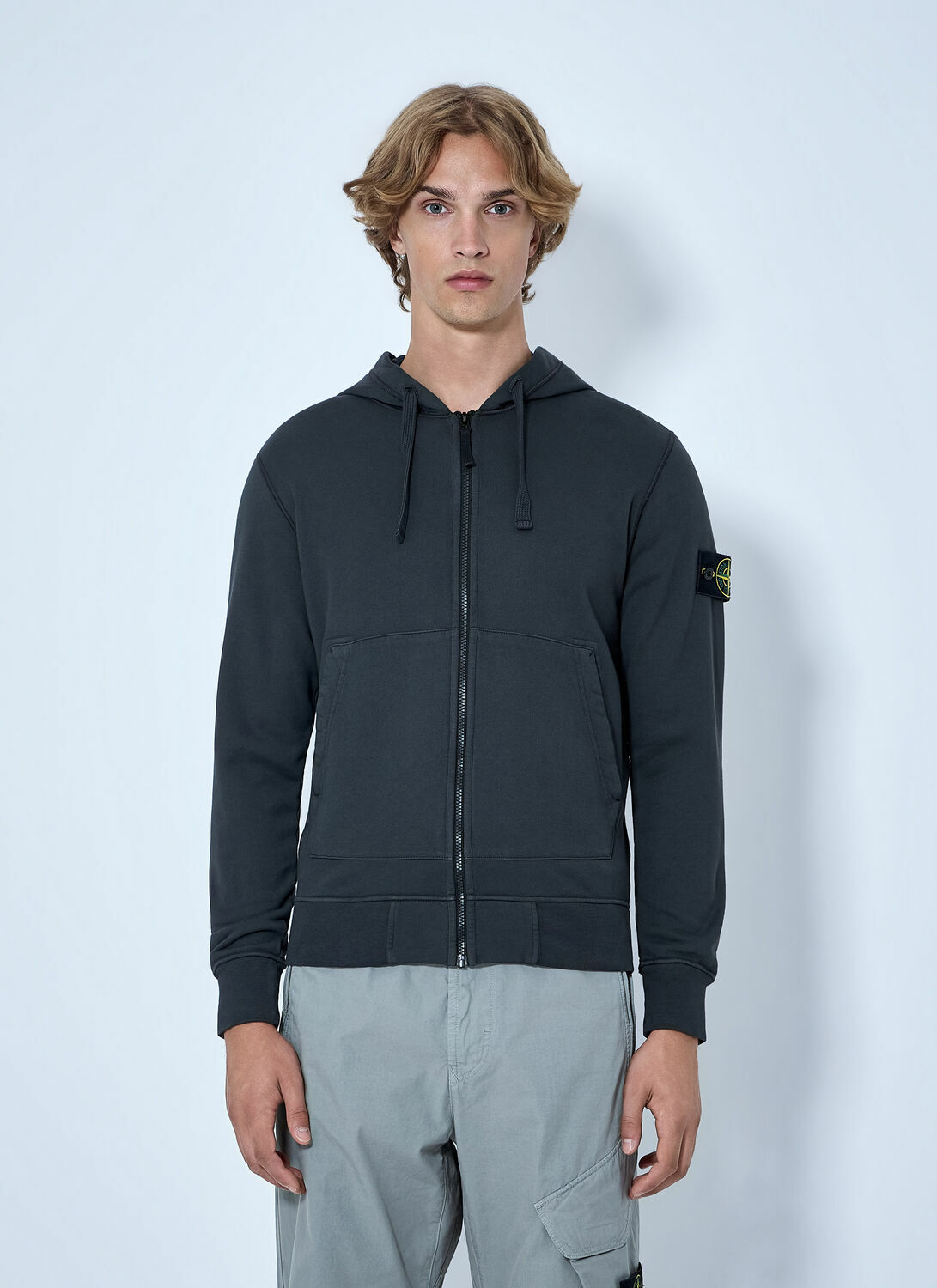 Stone Island Hooded Zip-Up Sweatshirt