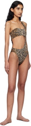 Versace Underwear Brown & Black Greca Border One-Piece Swimsuit