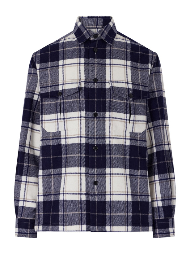 Photo: Dunhill - Checked Cashmere Overshirt - Blue