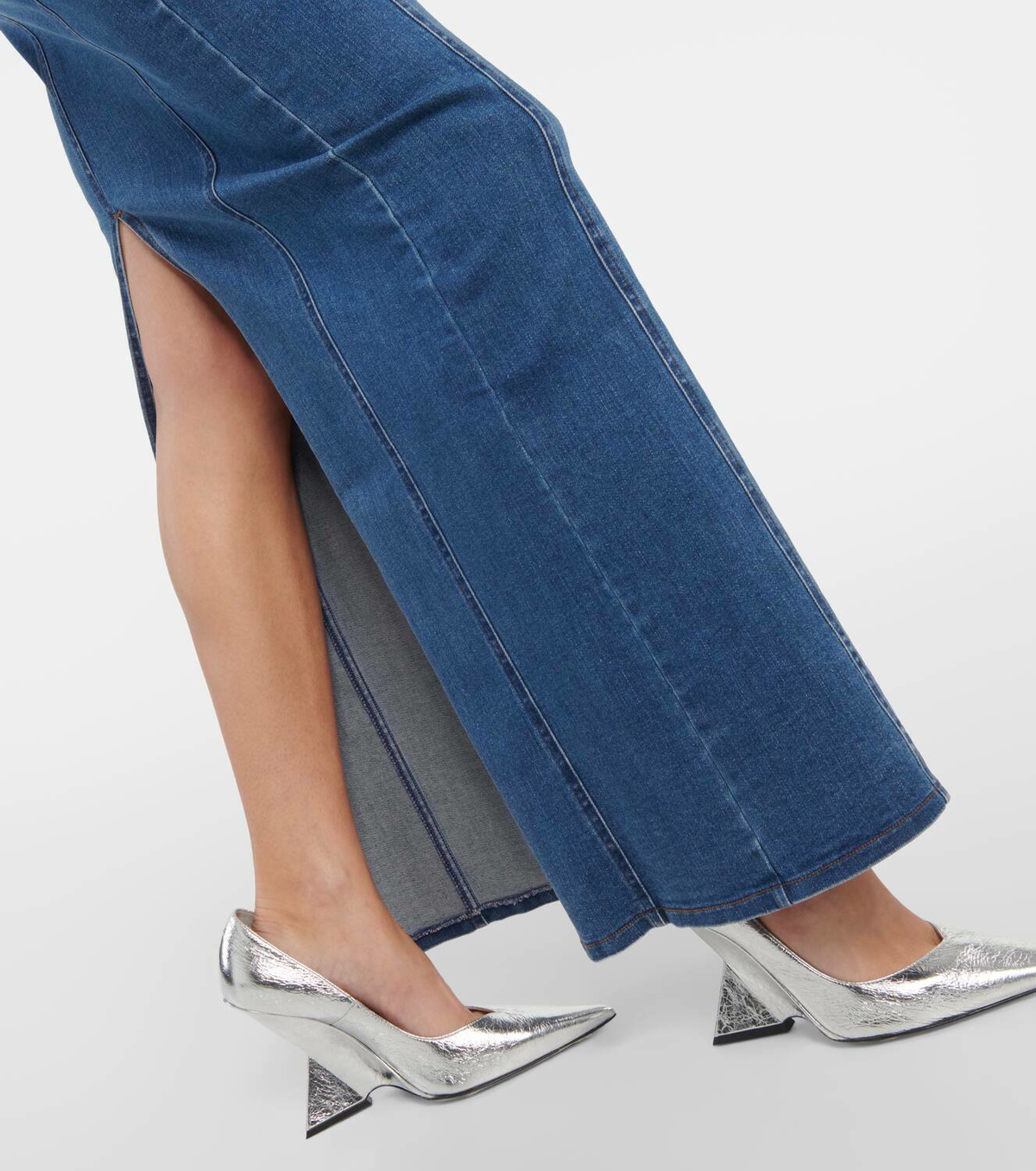 Rotate Birger Christensen Floral-appliqué denim maxi skirt