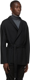 Ermenegildo Zegna Couture Black Wool Twill Coat