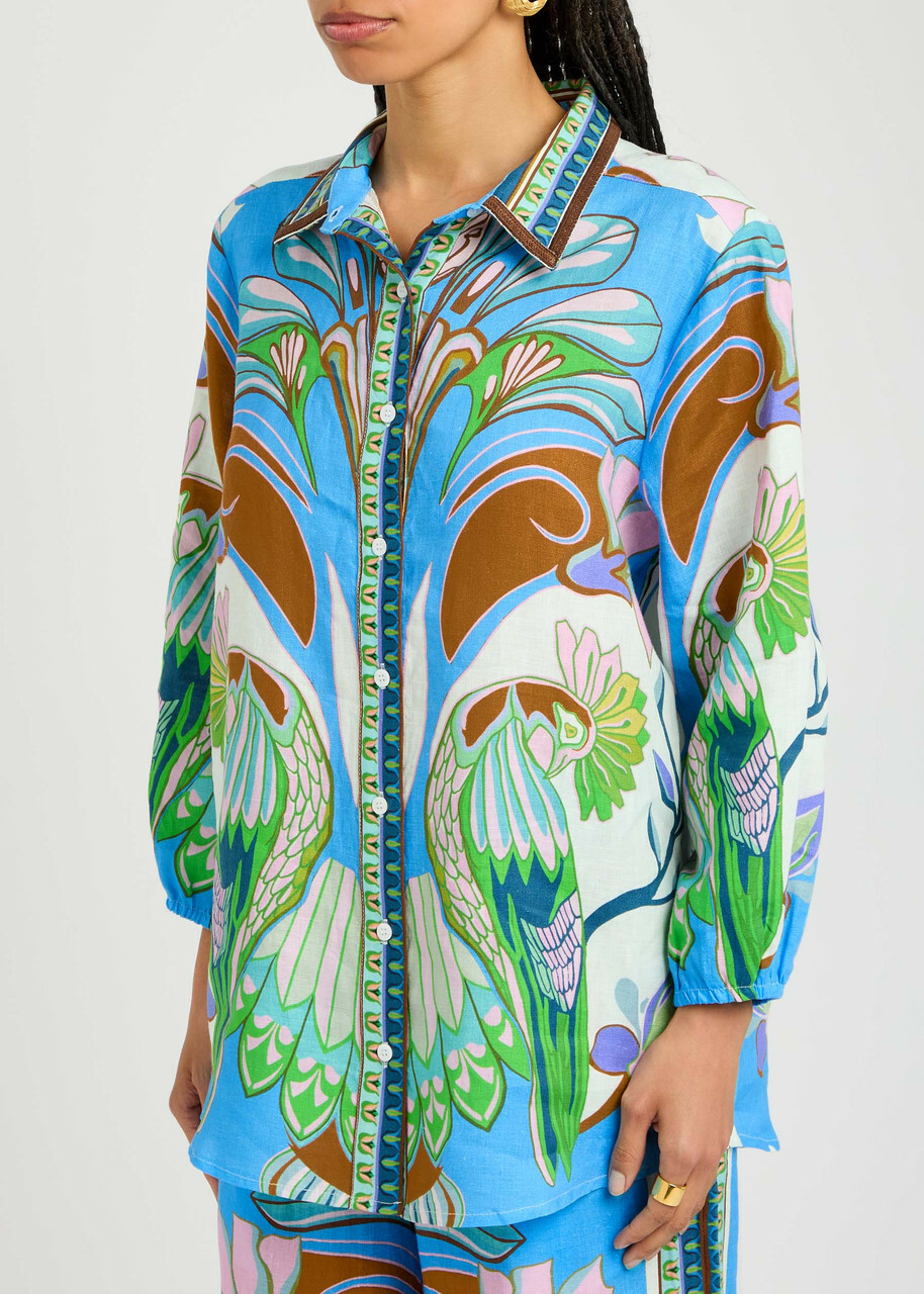 Lug Von Siga Franzie Printed Linen Shirt Blue