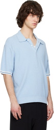 Solid Homme Blue Collared Short-Sleeve Terry Knit Polo