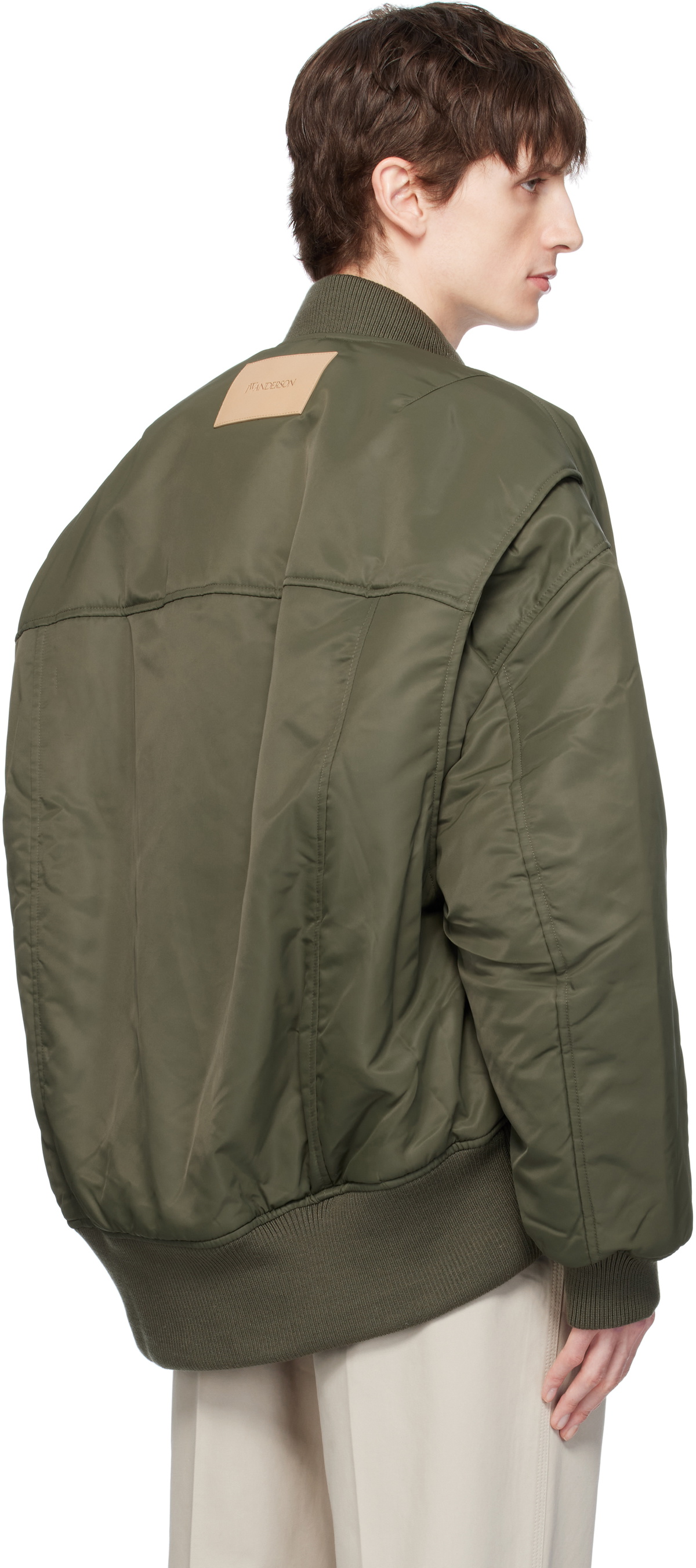 JW Anderson Green Curved Hem Oversized Bomber Jacket JW Anderson