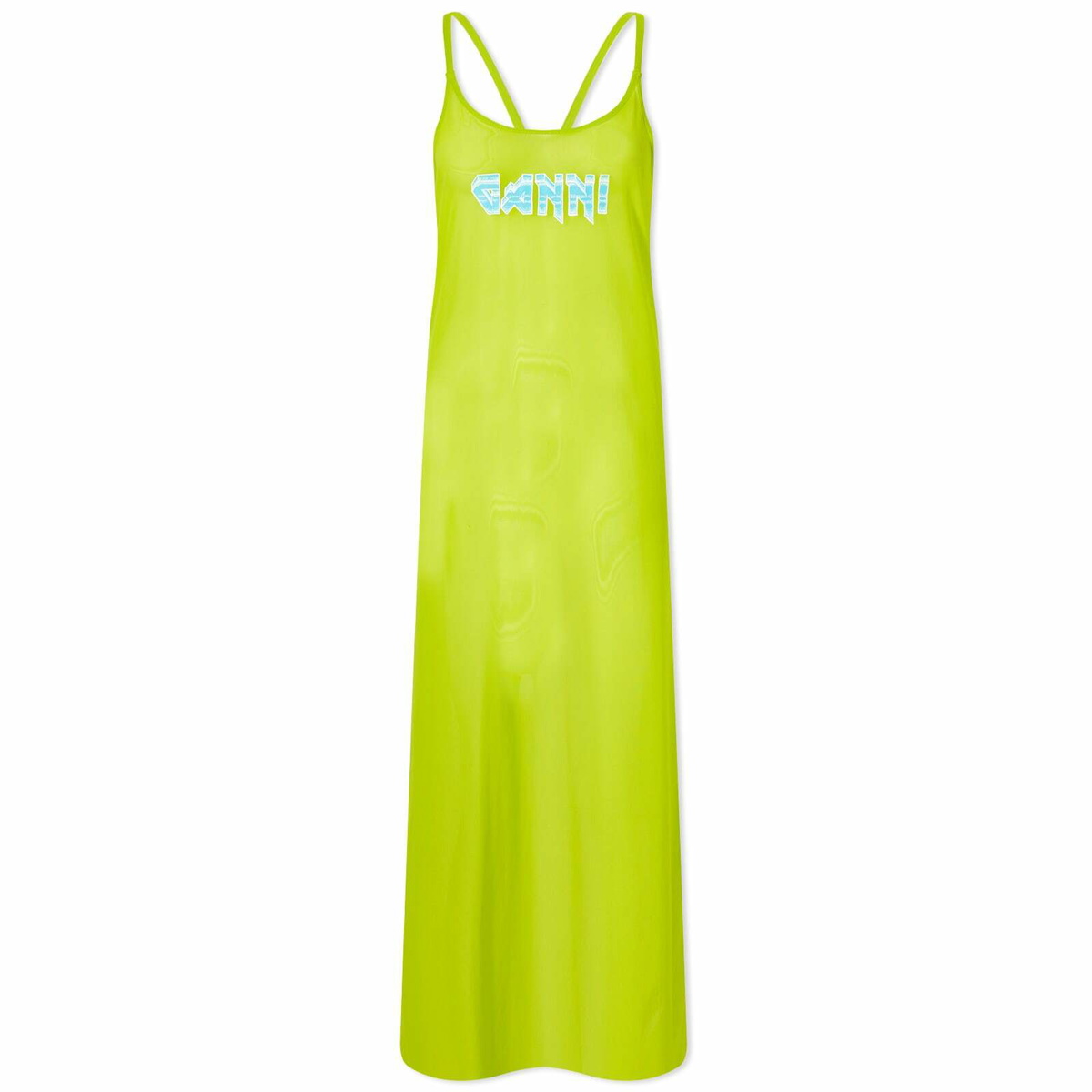 【GANNI】Mesh Cover Up Slip Dress GANNI Mesh Cover Up Slip Dress in Lime Punch | endource