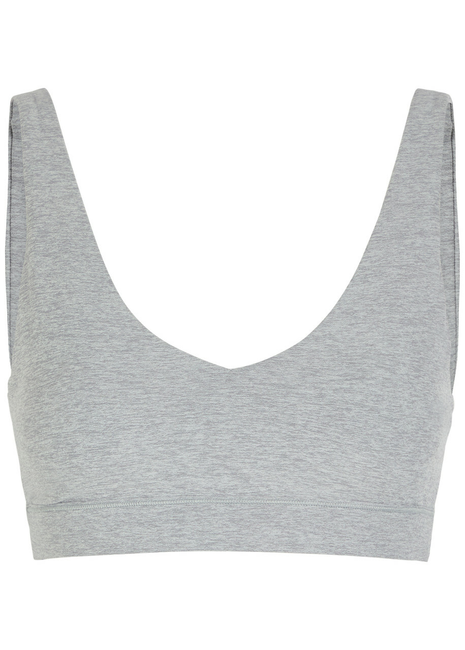 Vuori Rhythm Cut-out Back Stretch-jersey bra Grey