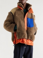 Sacai - Colour-Block Padded Shell and Wool-Fleece Jacket - Brown
