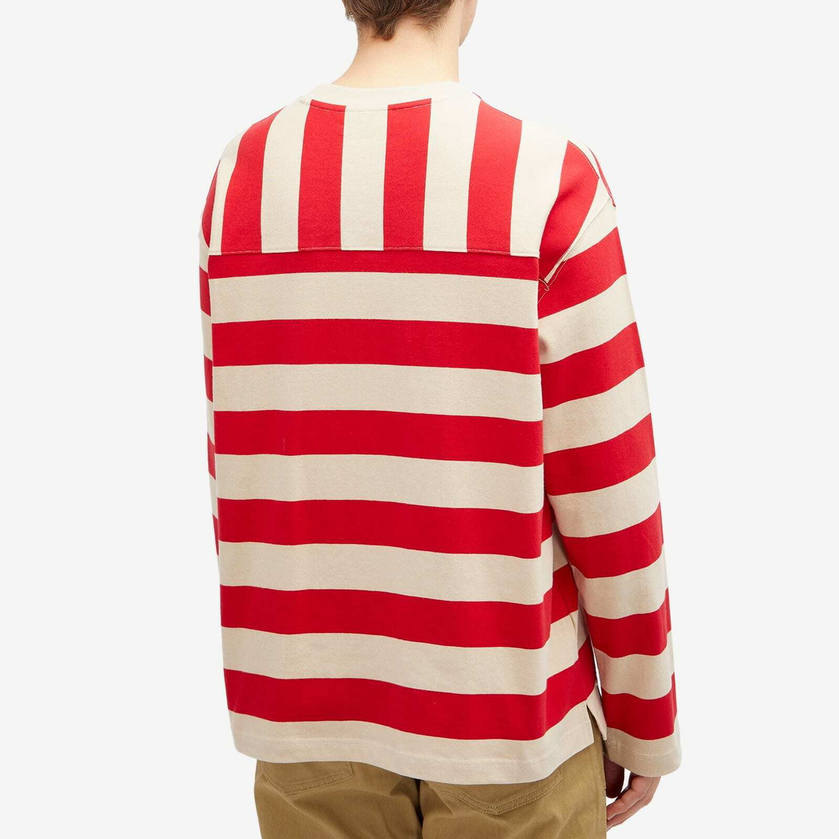 Uniform Bridge Men's Stripe Long Sleeve T-Shirt in Red