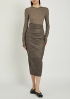Rick Owens Leather-blend Midi Skirt Light Brown