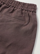 De Bonne Facture - Straight-Leg Linen Drawstring Trousers - Purple