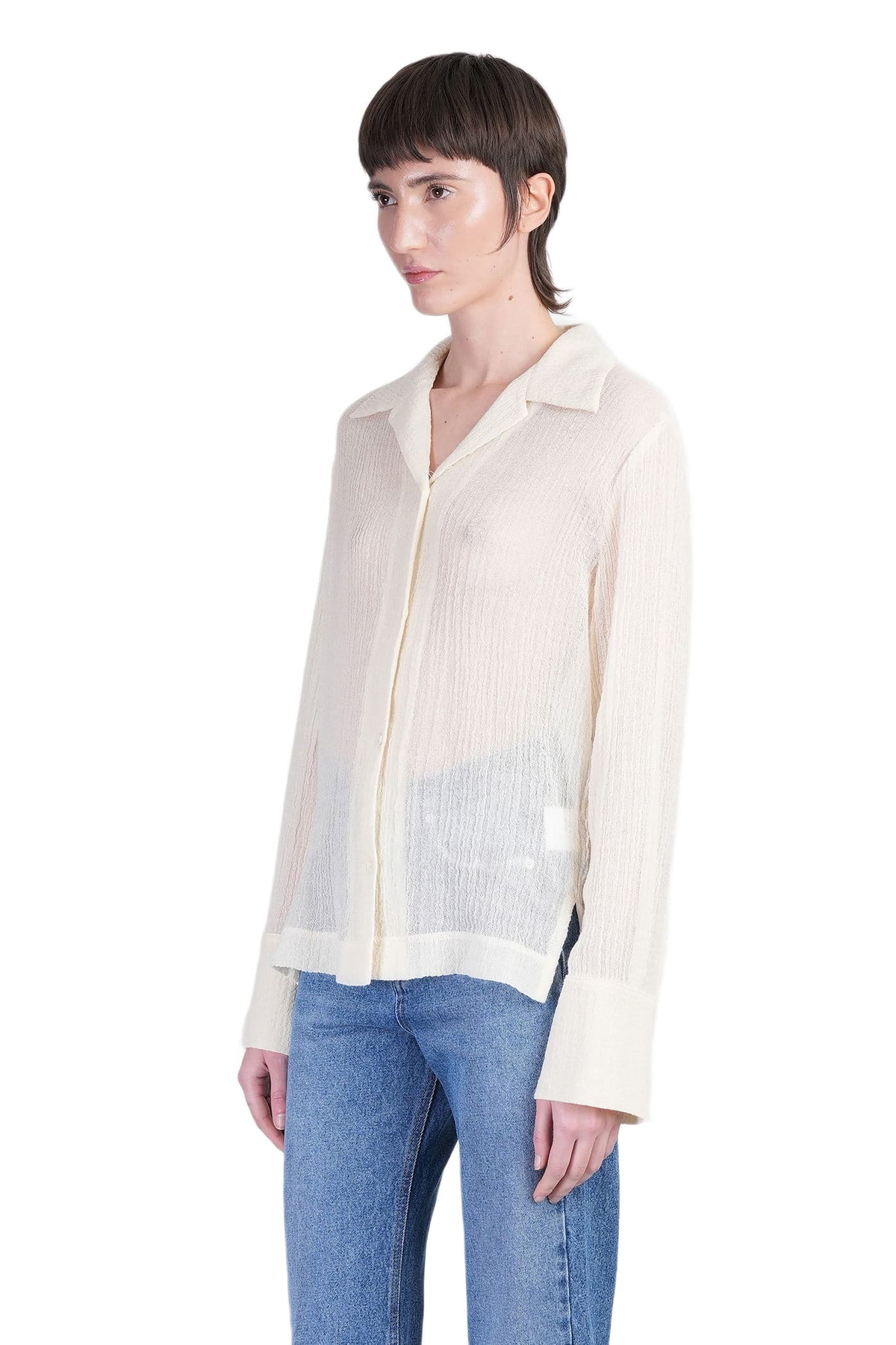 Séfr Willow Shirt In Beige Wool