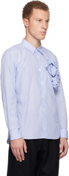 Comme des Garçons Homme Deux Blue Cotton Stripe Rose Front Shirt