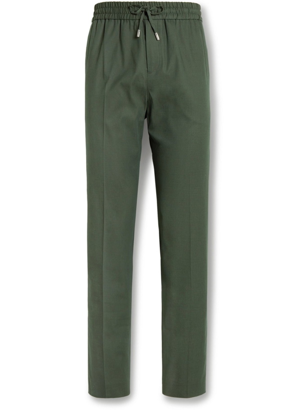Photo: Mr P. - Tapered Stretch Cotton and Silk-Blend Drawstring Trousers - Green