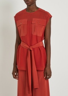 Joseph Kniza Belted Chiffon top Red