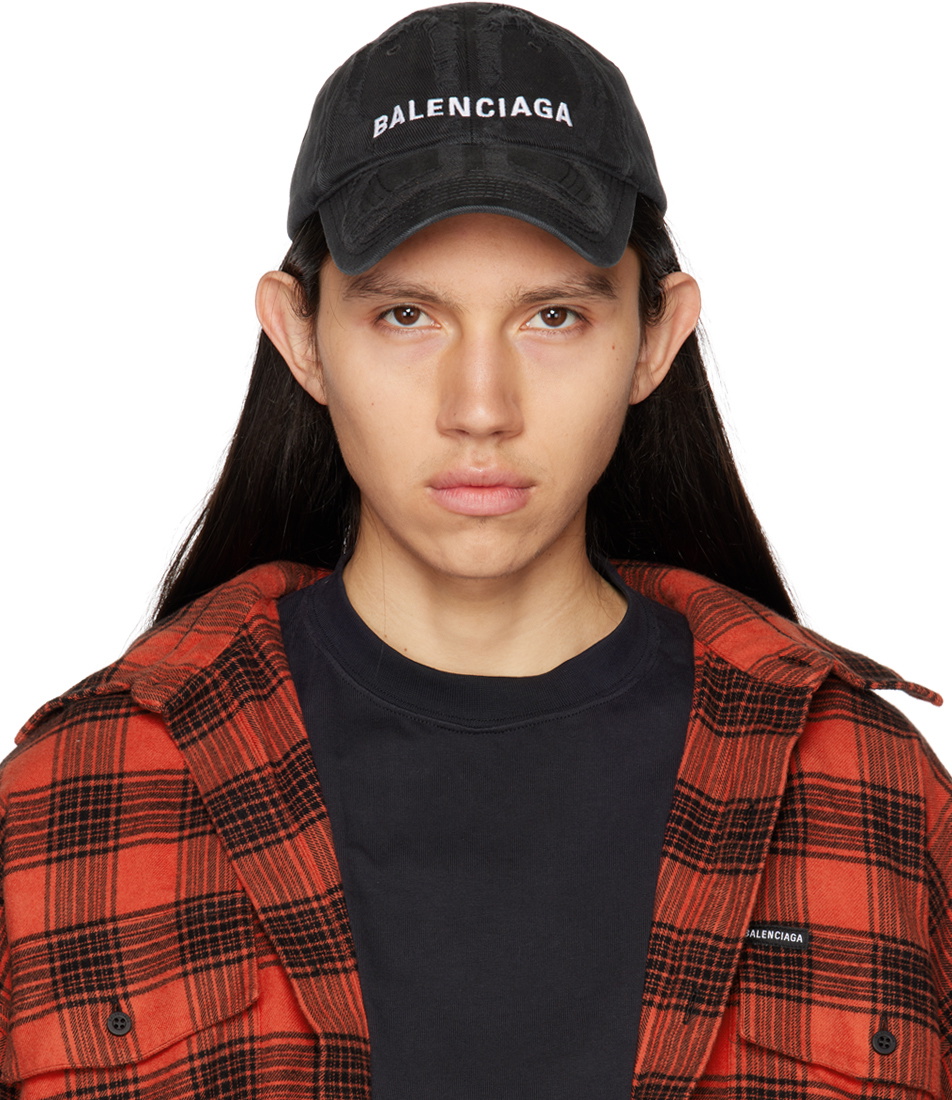 Balenciaga Black Laser Destroyed Cap Balenciaga