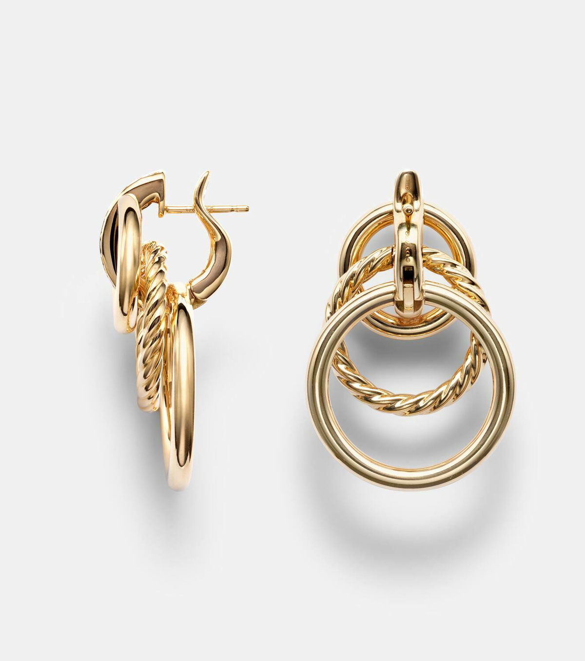 David Yurman DY Mercer® Triple 18kt gold earrings with diamonds