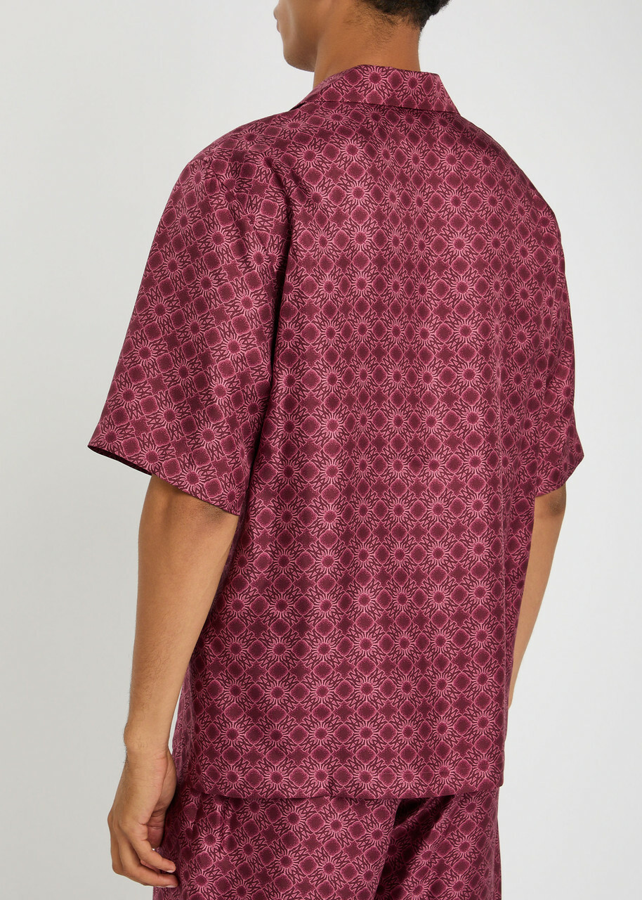 Amiri MA Quad Logo-monogrammed Silk Shirt Dark Red