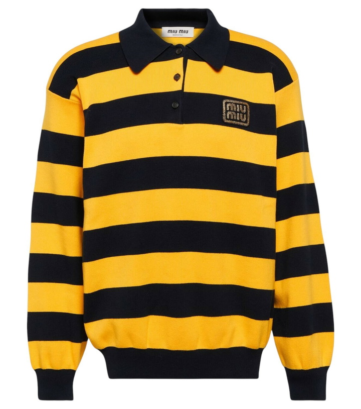Photo: Miu Miu Striped cotton-blend polo sweater