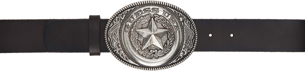 【GUESS USA】24fw STAR BELT GUESS USA Brown Star Leather Belt GUESS