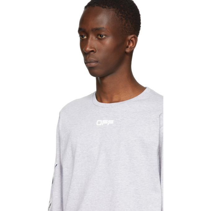 Off-White Grey Airport Tape Long Sleeve T-Shirt Off-White