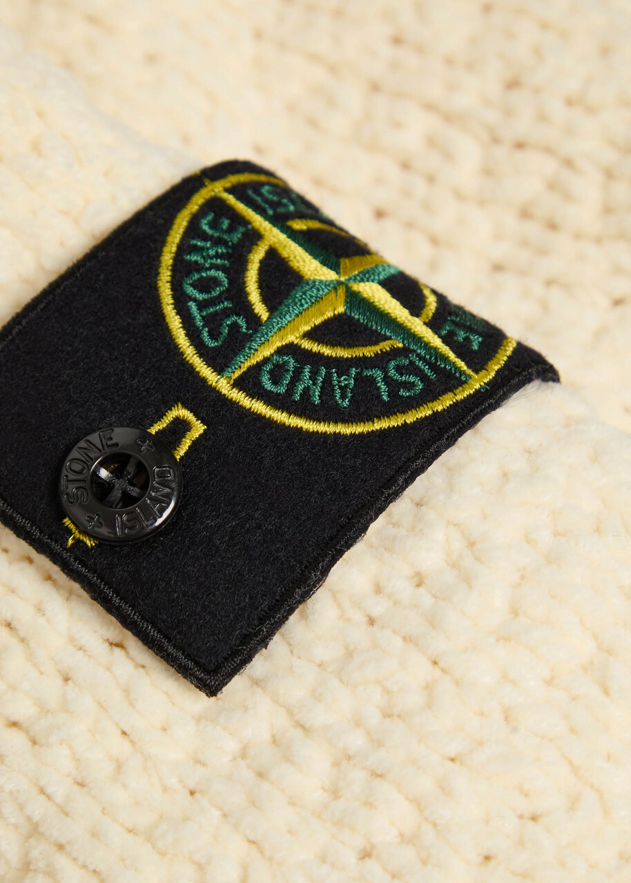 Stone Island Logo Cotton-chenille Jumper Ivory Stone Island