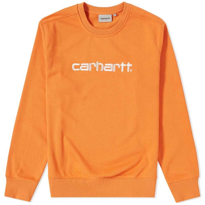 Photo: Carhartt Embroidered Logo Crew Sweat Orange