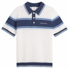 Casablanca Men's Mesh Stripe Polo in Blue