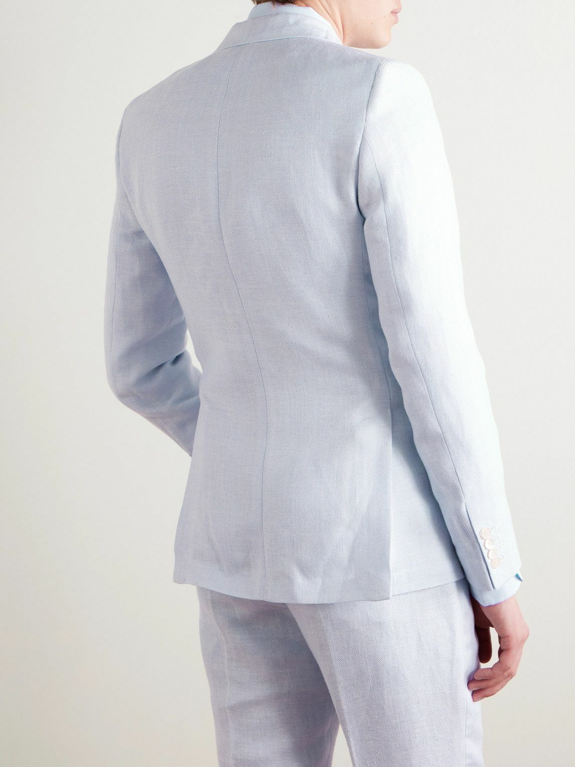 Favourbrook - Slim-Fit Herringbone Linen and Silk-Blend Suit Jacket - Blue