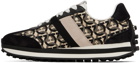 Salvatore Ferragamo Black & Beige Monogram Sneakers