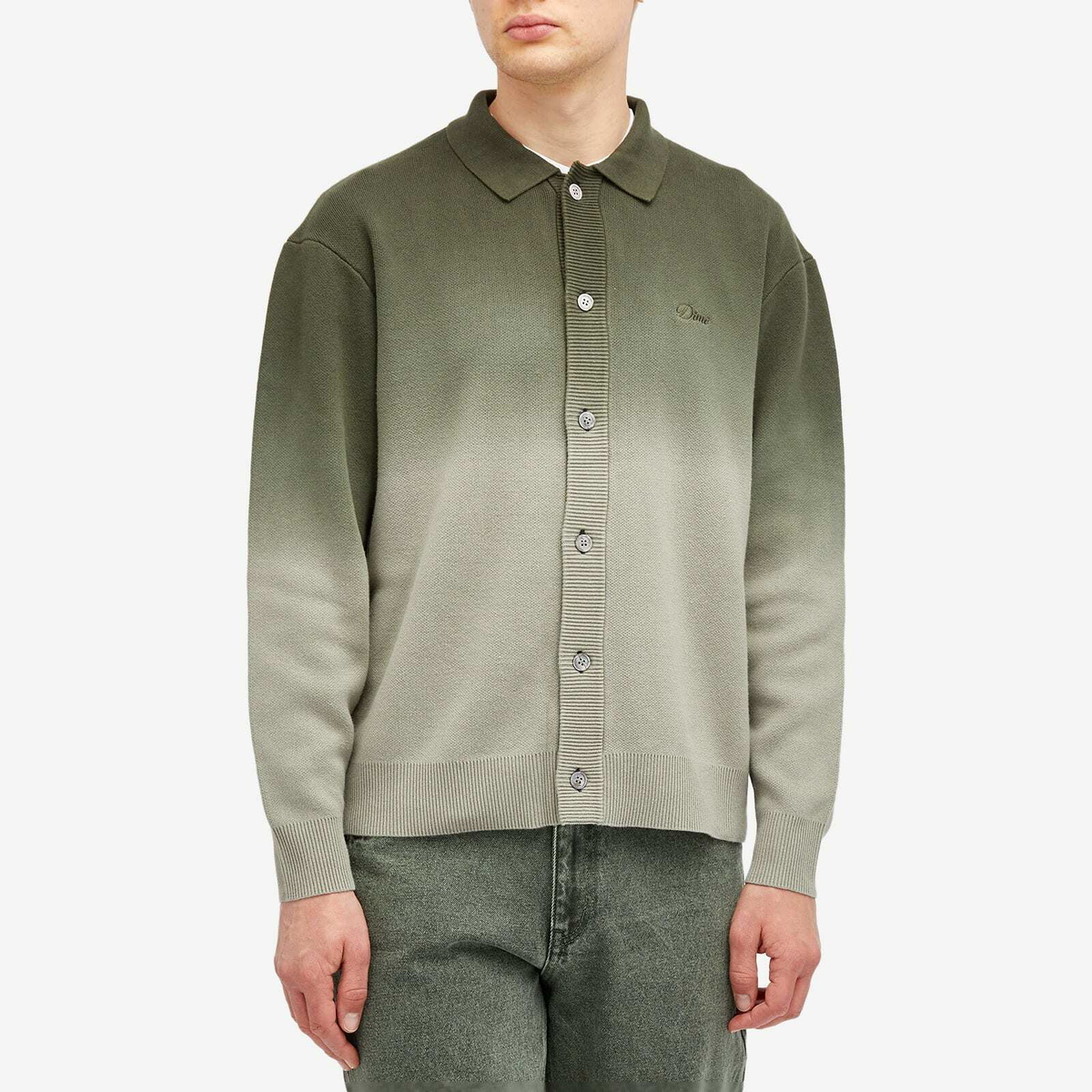 Dime Men's Dipped Cardigan in Sage Dime