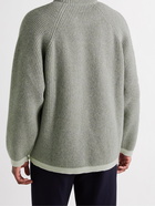 MAISON MARGIELA - Ribbed Contrast-Tipped Mélange Alpaca-Blend Sweater - Gray - M