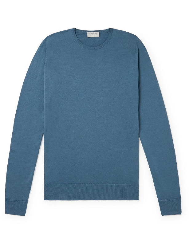 Photo: John Smedley - Lundy Slim-Fit Merino Wool Sweater - Blue