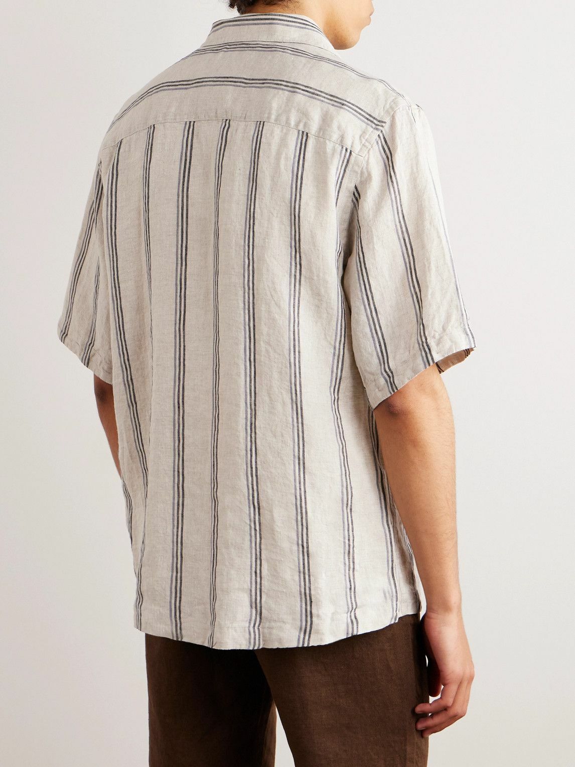 NN07 - Hans 5220 Striped Linen Shirt - Neutrals NN07