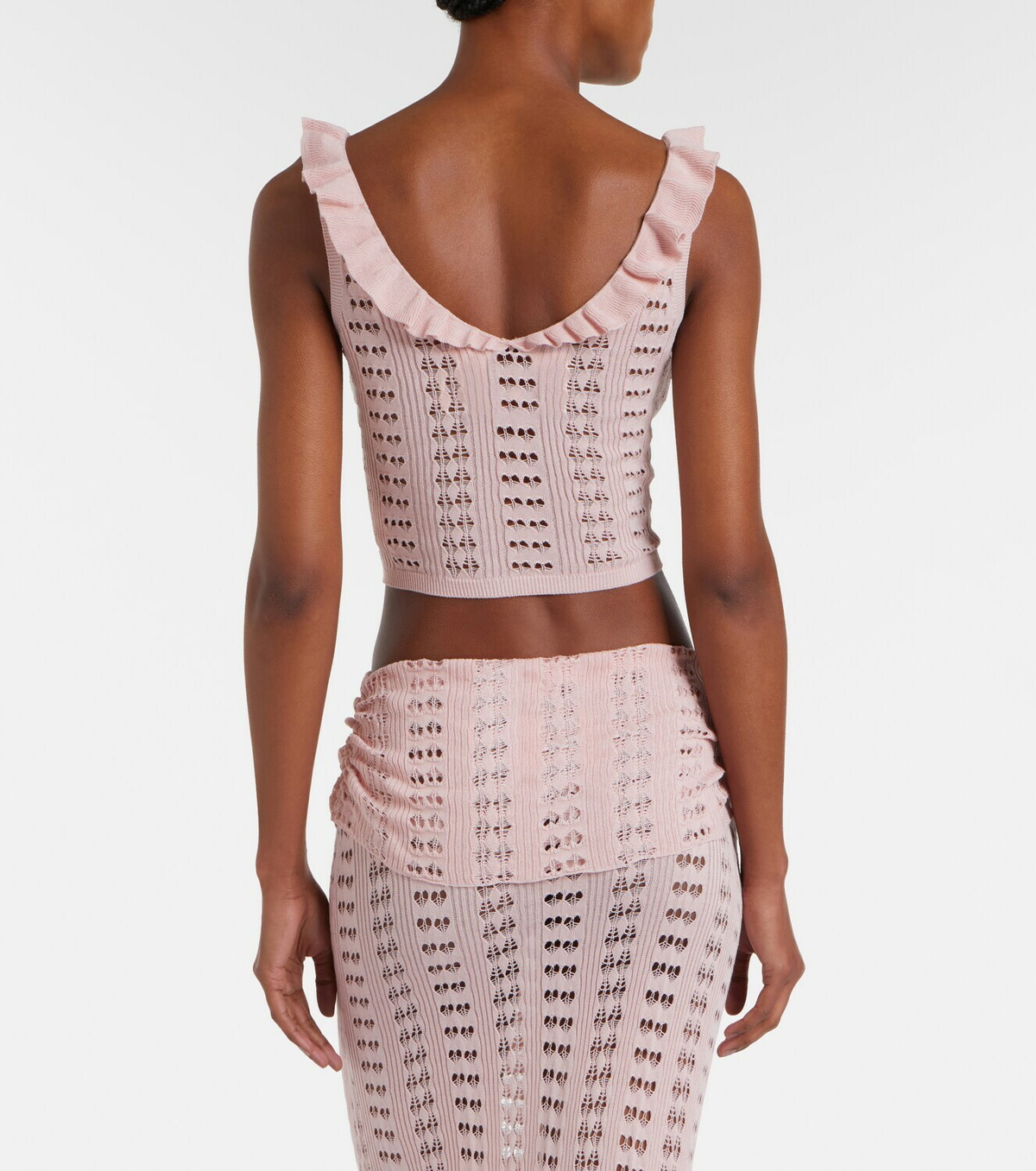 Aya Muse Ruffled pointelle crop top