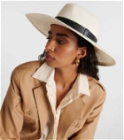 Max Mara Woven leather-trimmed Panama hat