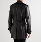 SAINT LAURENT - Frank Belted Leather Trench Coat - Black