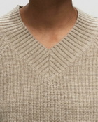 ølåf Merino V Neck Knit Beige Pullovers