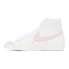 Nike White and Pink Blazer Mid 77 Vintage Sneakers