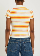 Simkhai Luka Striped Cotton-blend Polo top Yellow