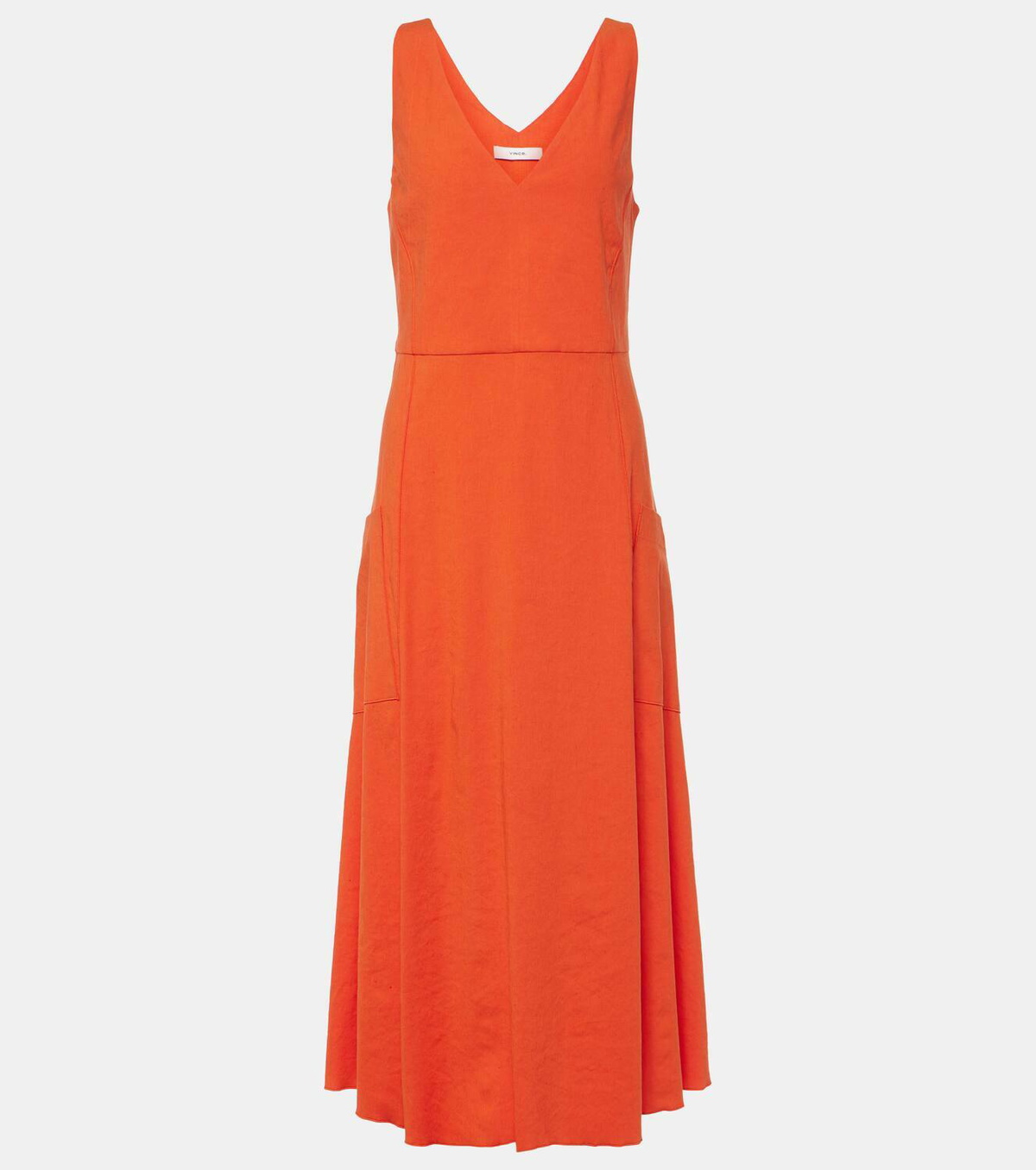 Vince Linen-blend midi dress Vince