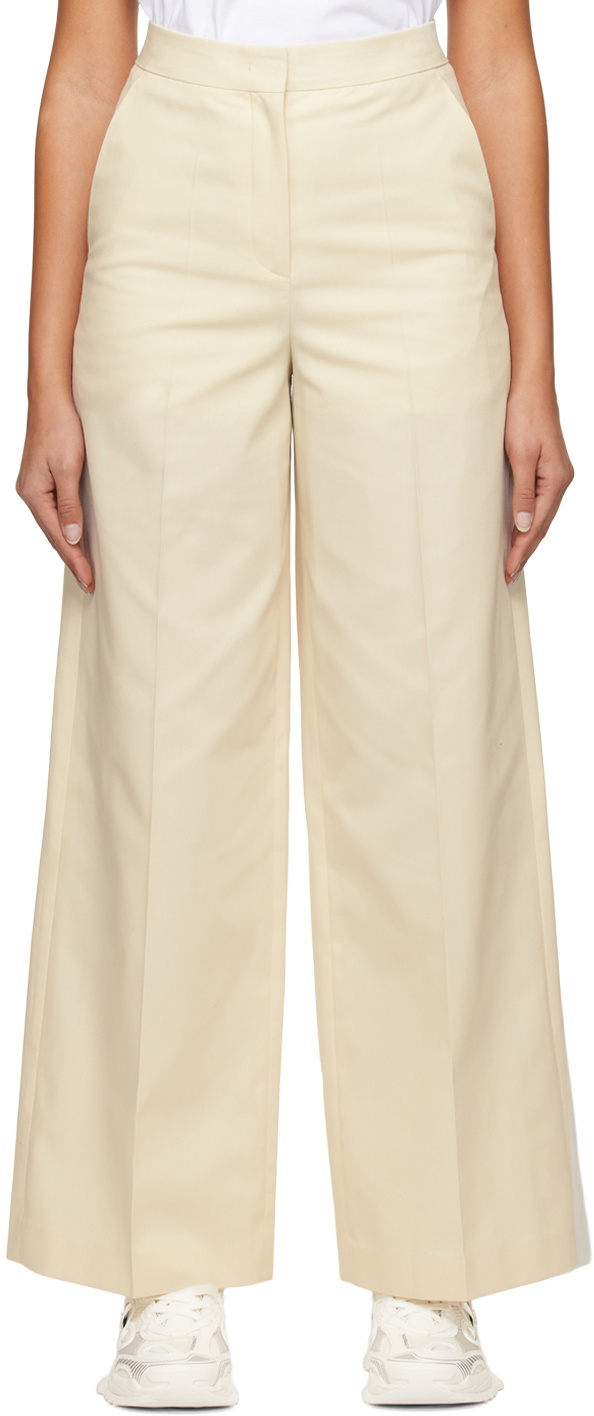 Juun.J Off-White Creased Trousers