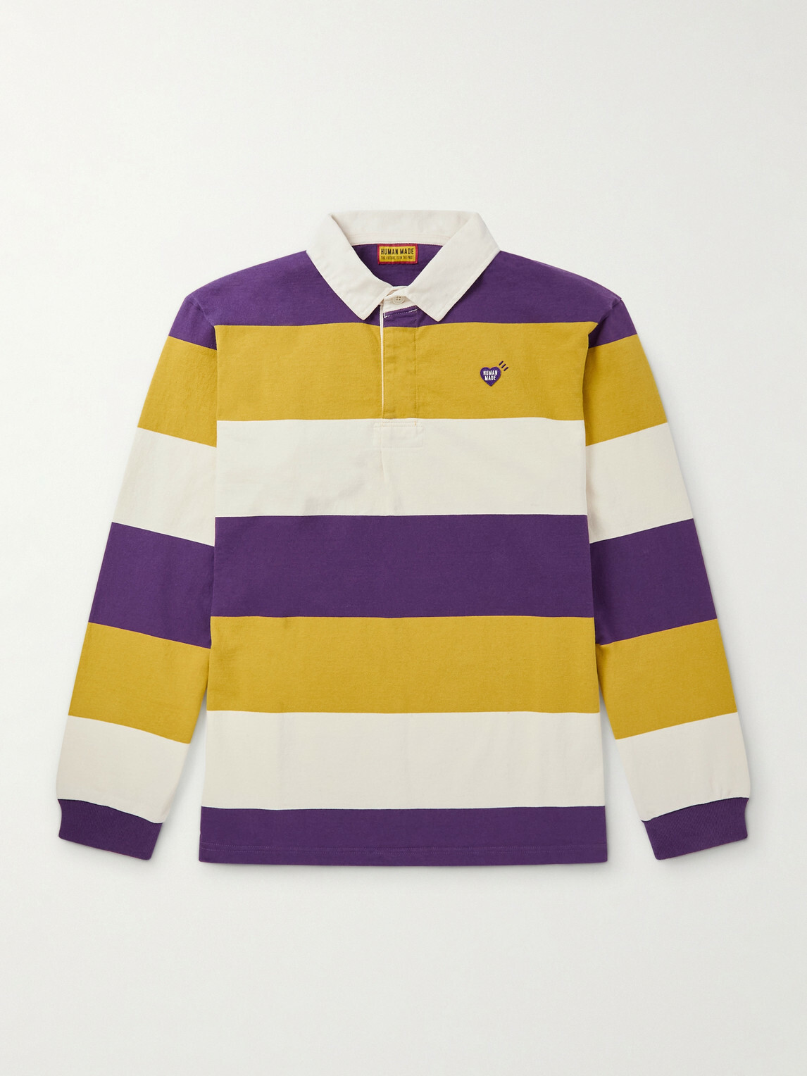 Human Made - Logo-Appliquéd Striped Cotton-Jersey Polo Shirt - Purple