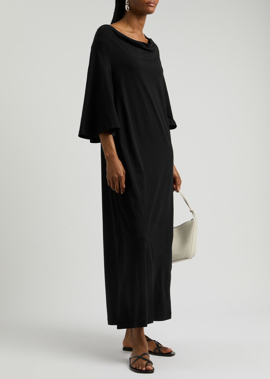 BY Malene Birger Yalia Draped Cotton Maxi Dress Black